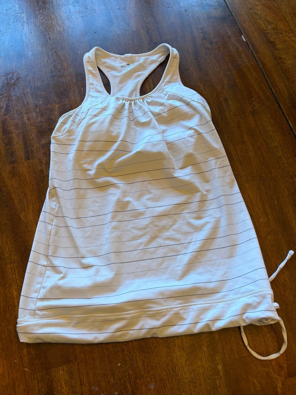 Athleta Racerback Tank Built-In Bra Women's S White Gray Stripe